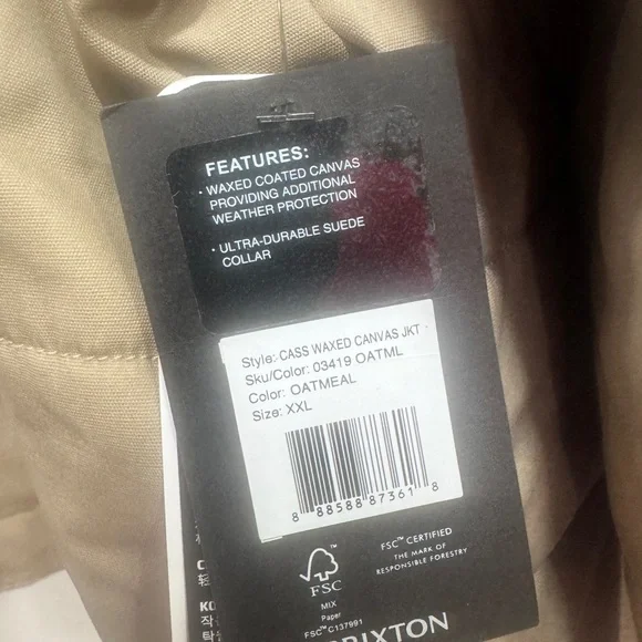 Brixton-Cass Waxed Canvas Jacket in Oatmeal